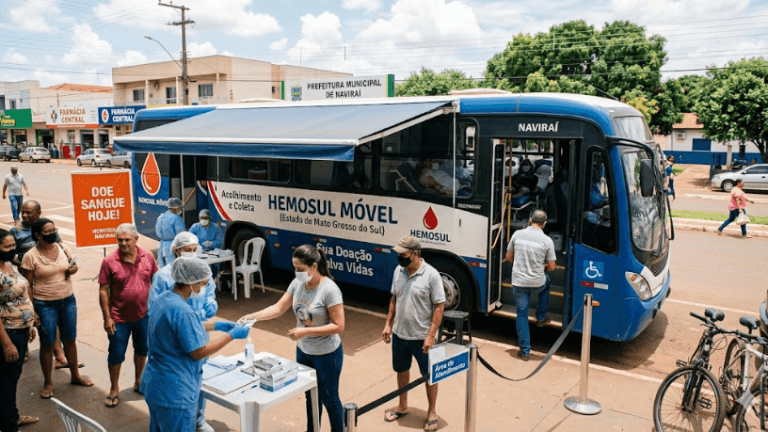 Hemosul Móvel amplia acesso à doação de sangue em Naviraí e Iguatemi e reforça importância da solidariedade